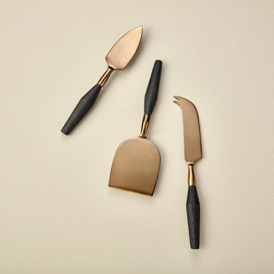Cheese Knives Set | Black Mango + Aged Bronze