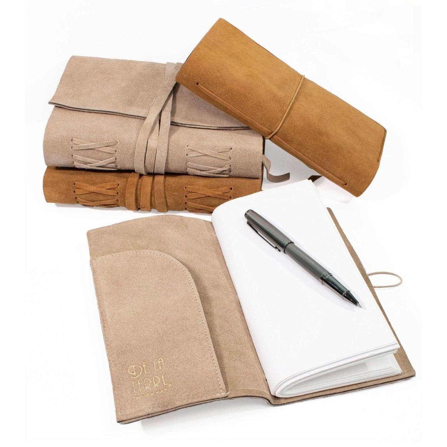 Suede Leather Bound Journal - Small / Cognac - Notebooks &